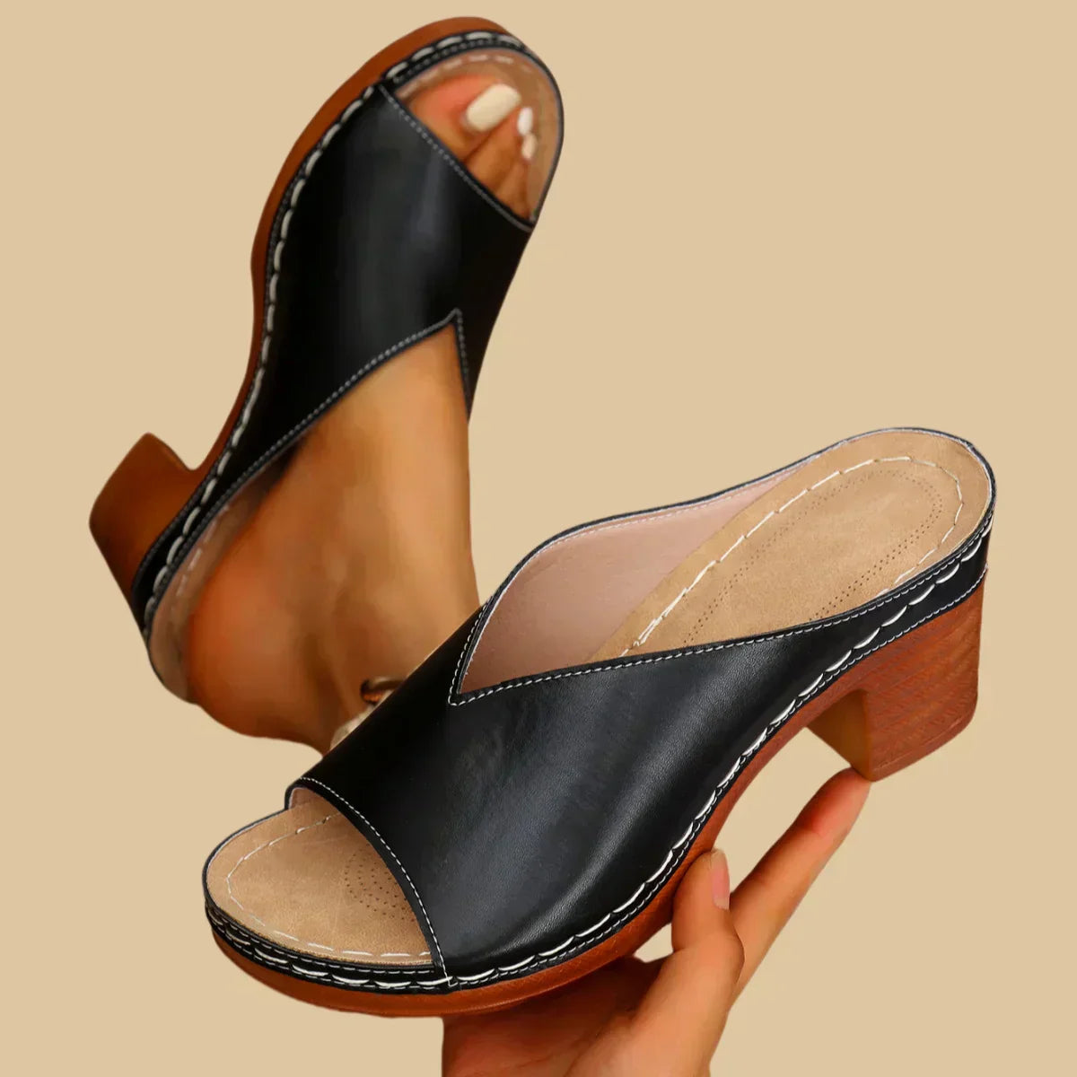 Navy™ | Thick Heel Sandals