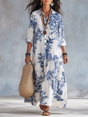 Dahlia™ | Bohemian Blue Floral Button-Down Tiered Maxi Dress