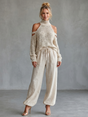 Questa - Open Shoulder Knit Top And Wide Leg Pants Set