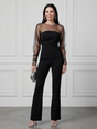 Oksana - Sheer Fitted Bodice Flared Leg Jumpsuit