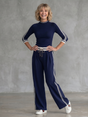 Eirlys - Fitted Long Sleeve Top Wide Leg Pants Set