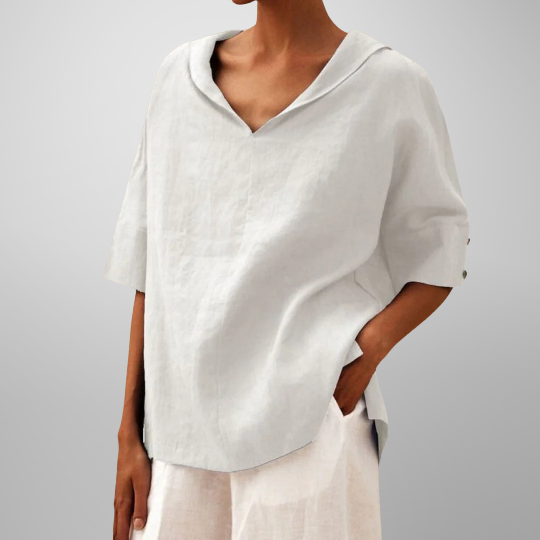 Calista™ - V-NECK TOP WITH COLLAR