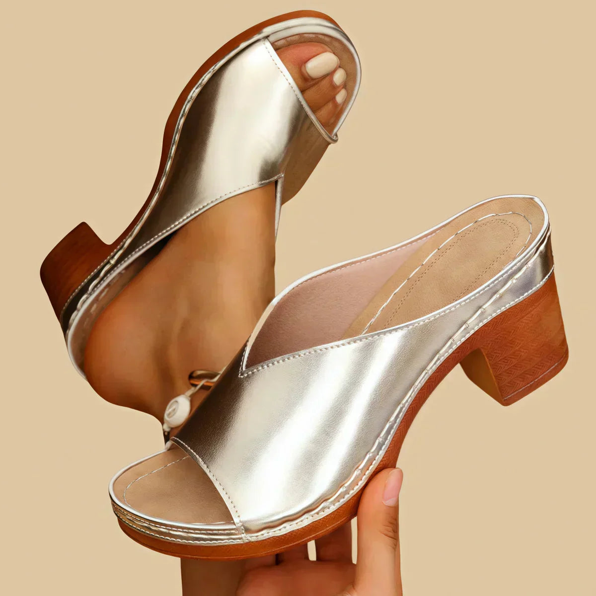 Navy™ | Thick Heel Sandals
