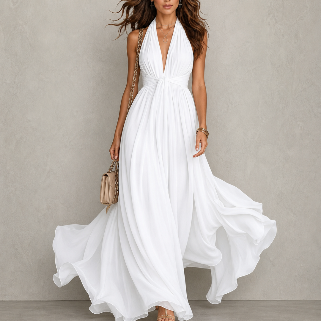 Ellie & Sage | Halter Chiffon Maxi Dress