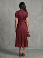 Bella | Pleated Waistline Stripe Midi Dress