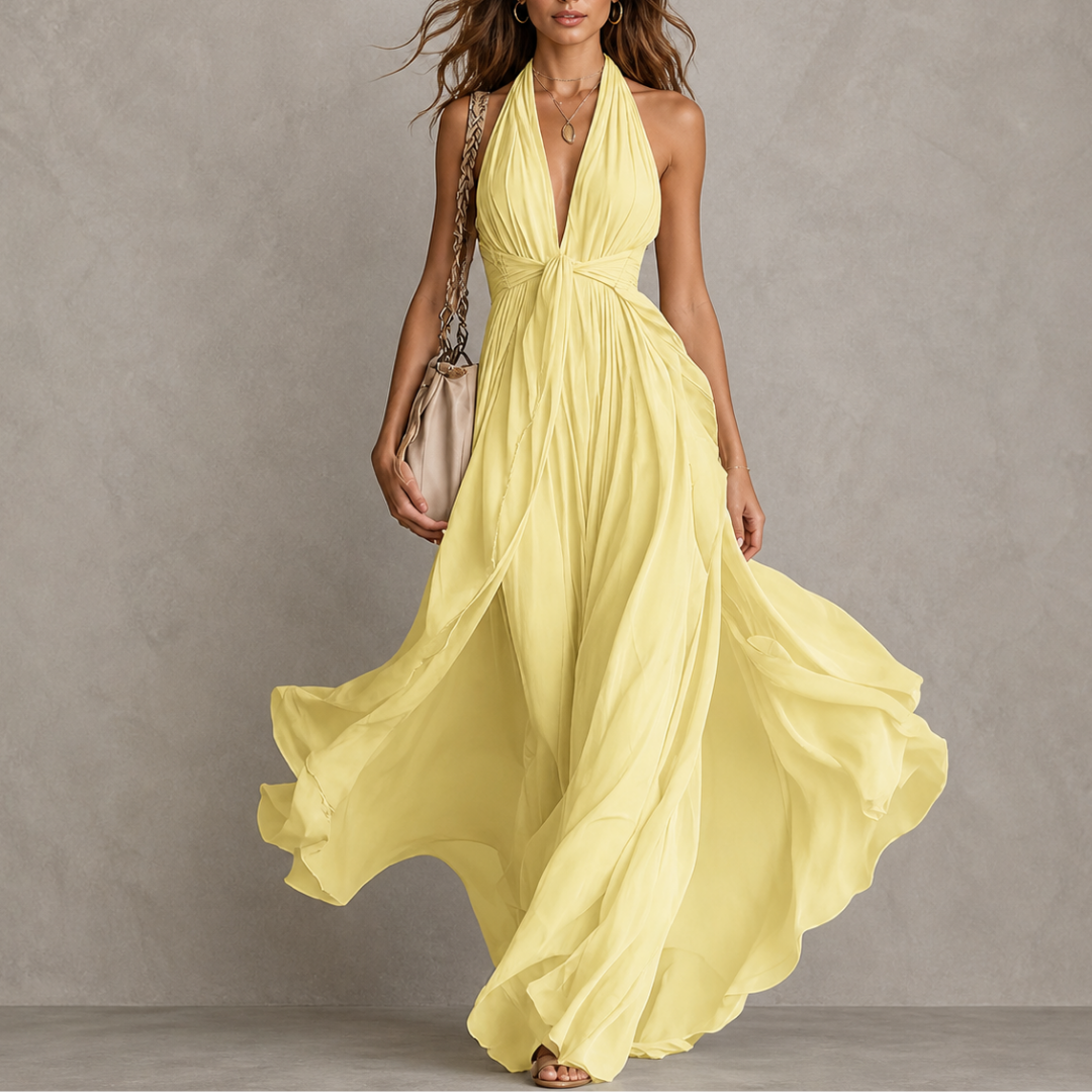 Ellie & Sage | Halter Chiffon Maxi Dress