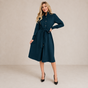 Ellie & Sage | Belted Button Midi Dress