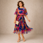 Ellie & Sage | Colorful Floral Midi Dress