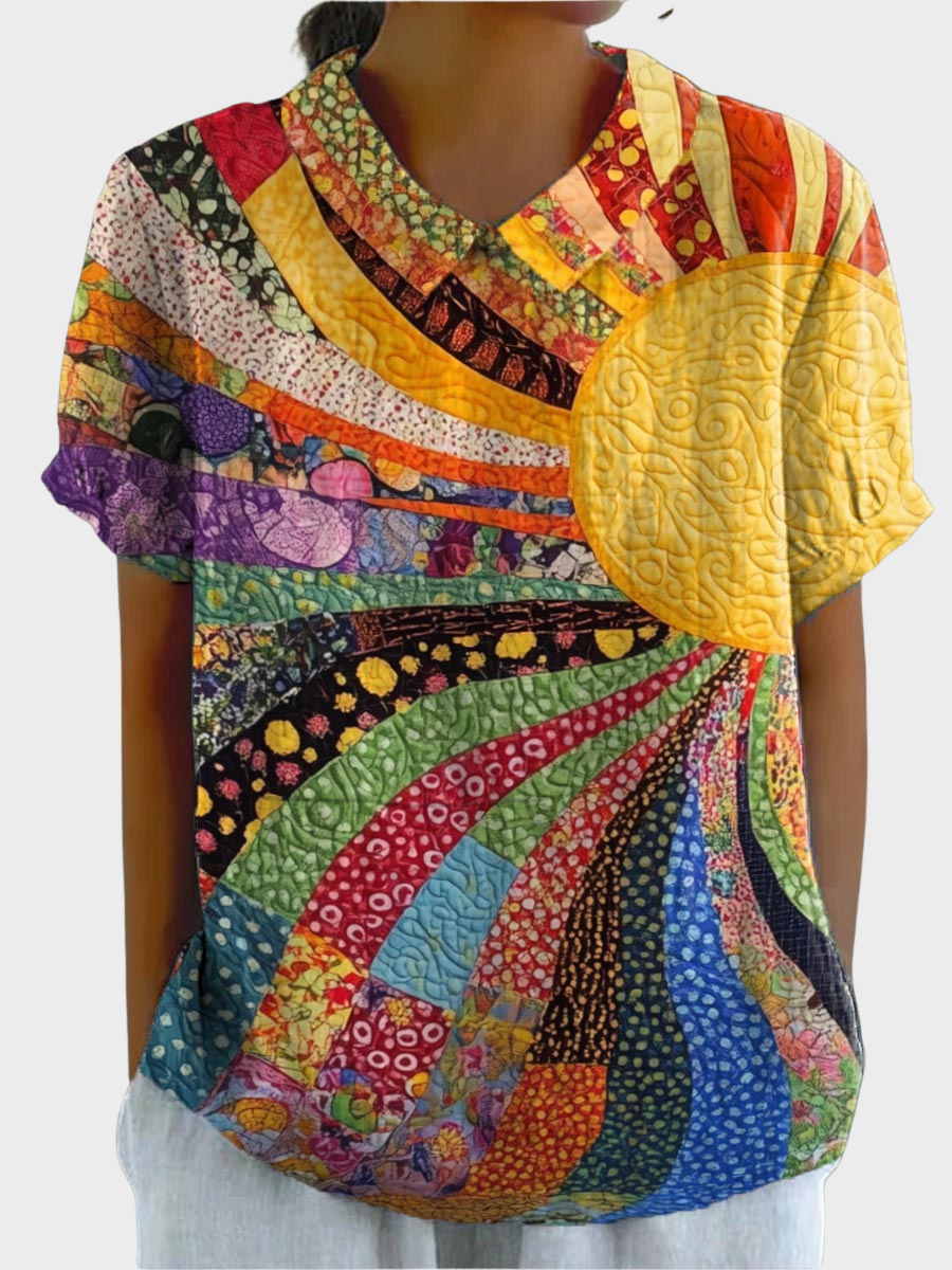 Lila™ -  Sunburst Patchwork Shirt