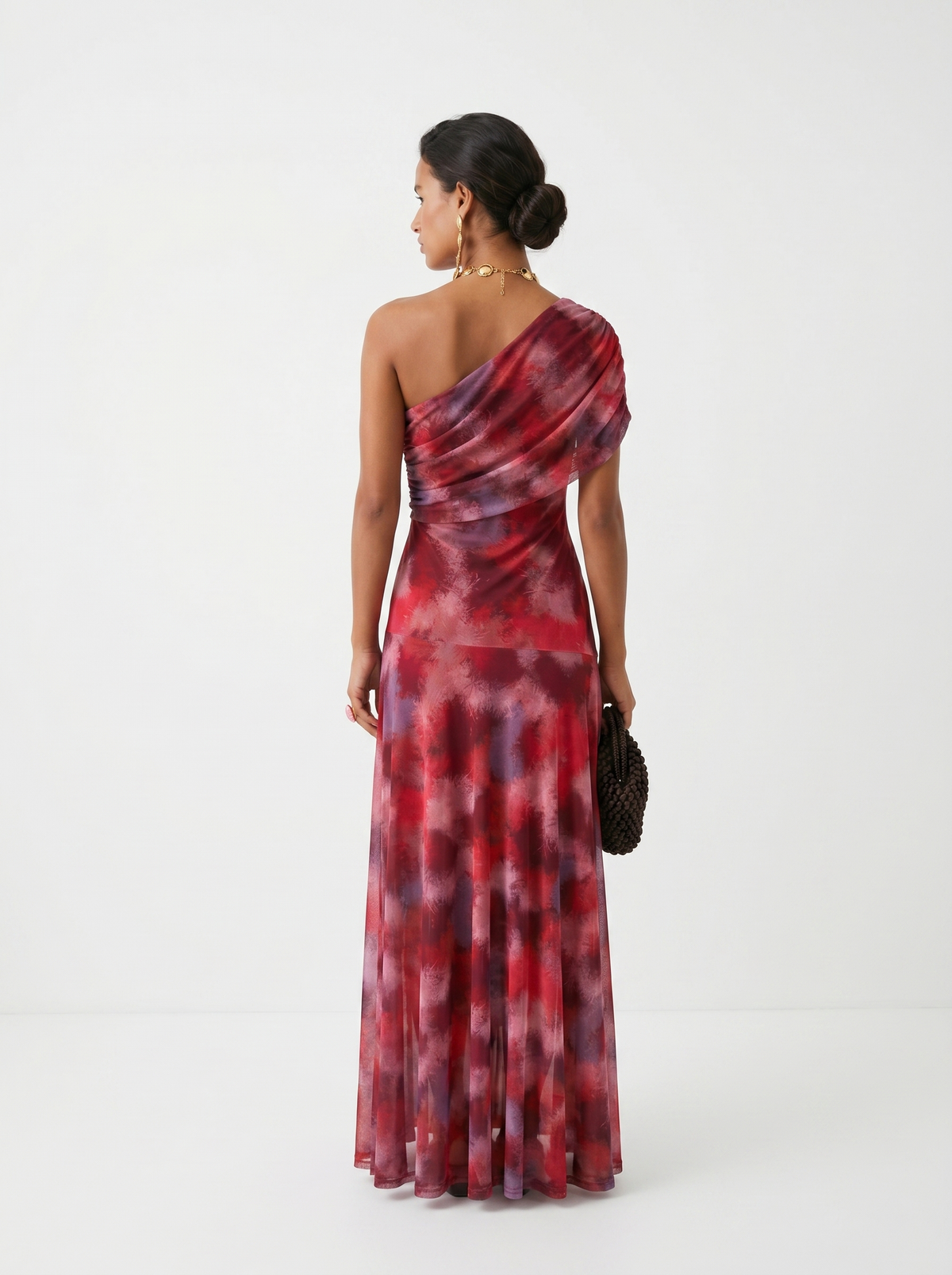 Ellie & Sage | One-Shoulder Print Maxi Dress