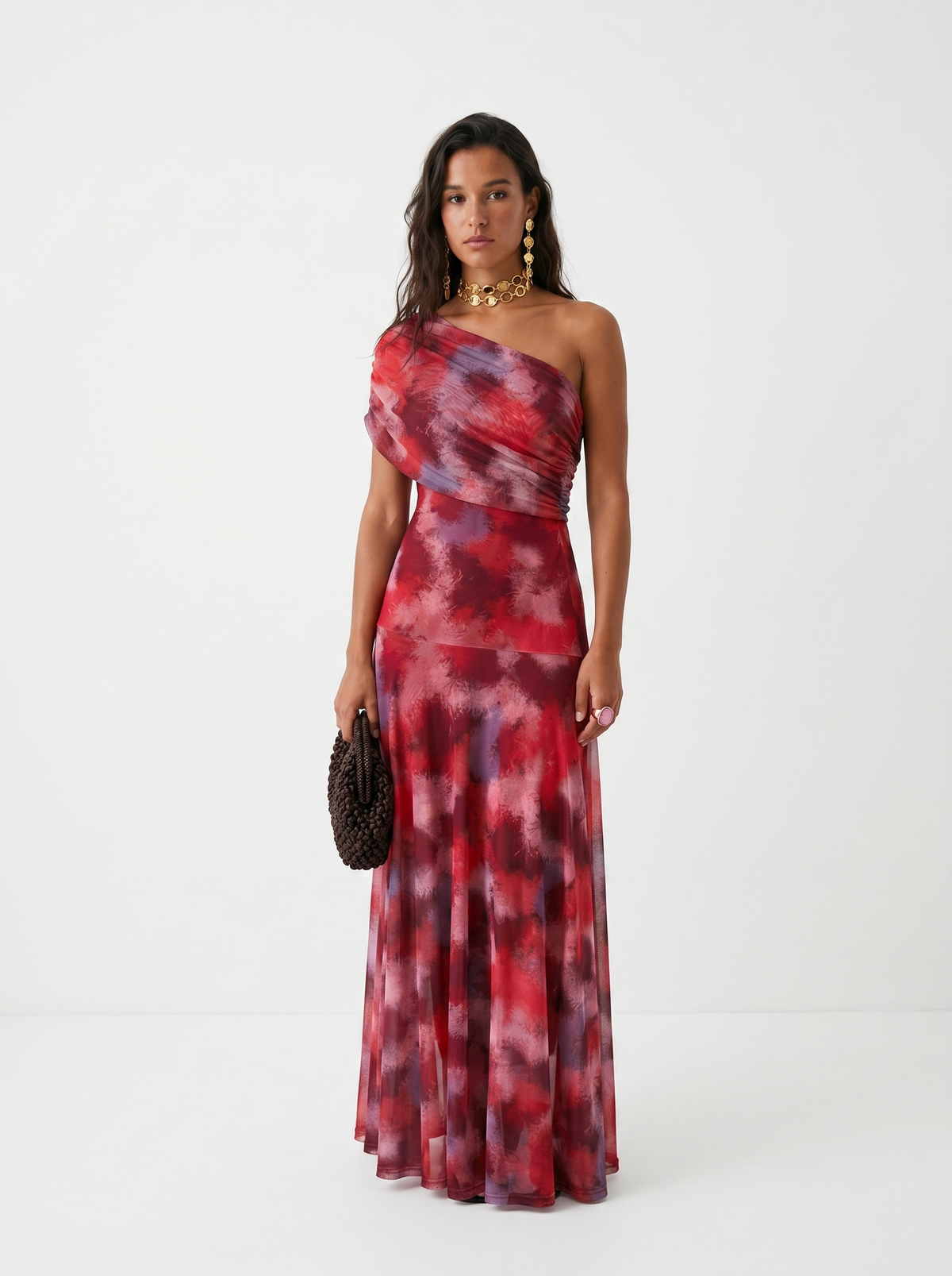Ellie & Sage | One-Shoulder Print Maxi Dress