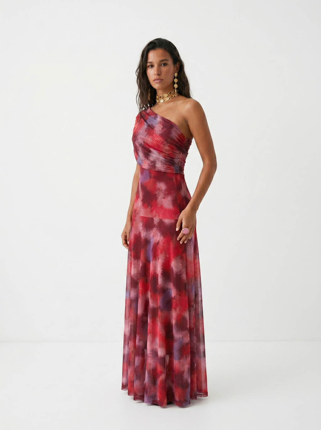 Ellie & Sage | One-Shoulder Print Maxi Dress