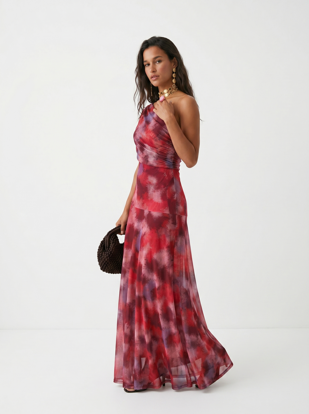 Ellie & Sage | One-Shoulder Print Maxi Dress