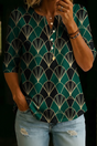 Linda | Emerald Art Deco Henley Top