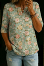 Stacey | Sage Rose Floral Henley Top