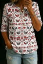 Traci | Red Folk Bird Henley Top
