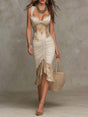 Fleur™ | Bohemian Lace Trim Ruched Midi Dress