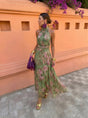 Florencia™ - Long Floral Dress with Low Neckline
