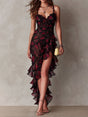 Delphine™ | Chic Flower Ruffle Hem Dress