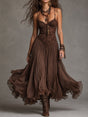 Ines™ | Chiffon Maxi Dress with Lace Panels
