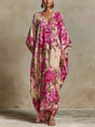 Élise™ | Floral Art Resort V-neck Batwing Sleeve Kaftan Maxi Dress