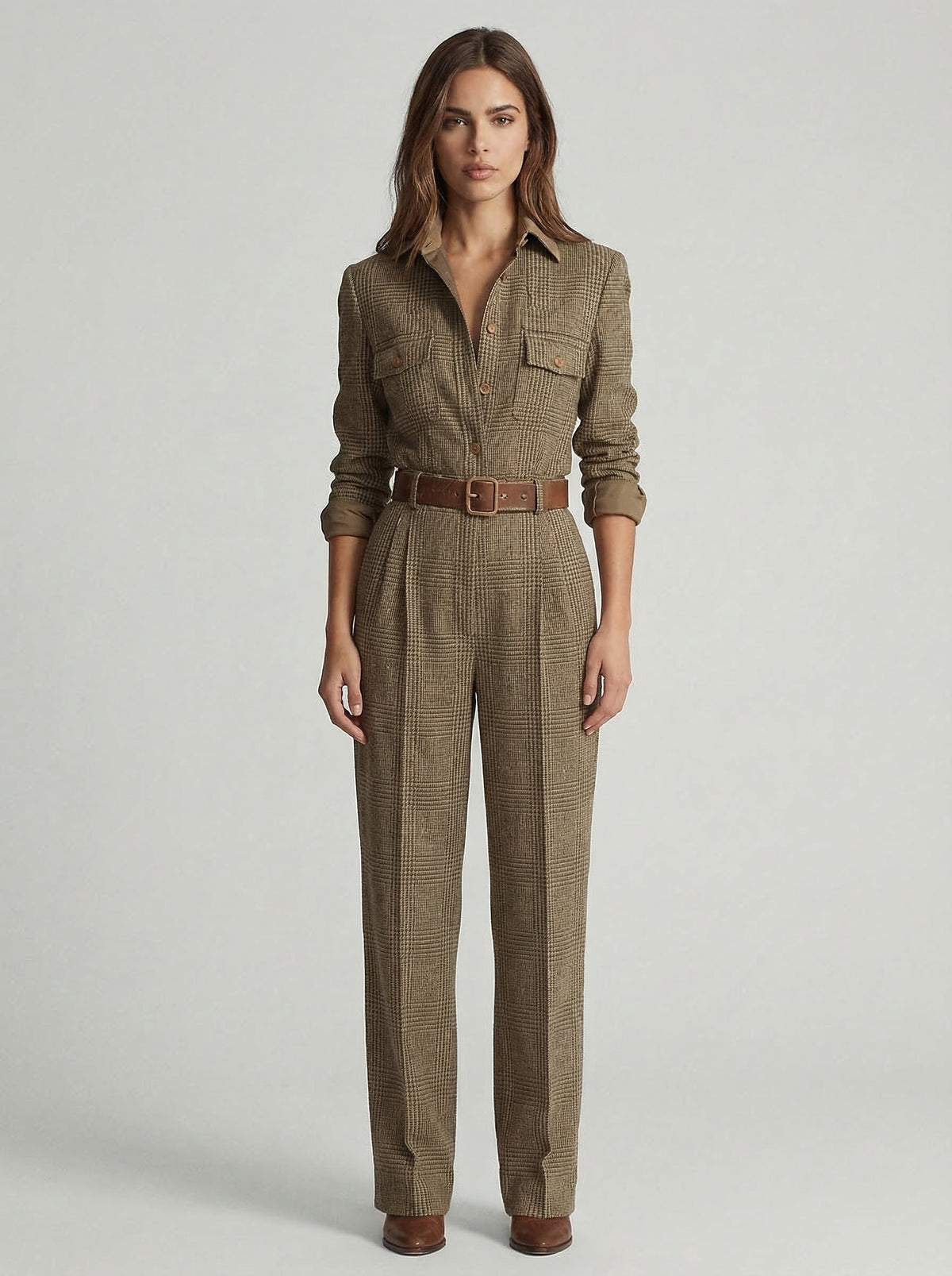Celia | Checkered Jumpsuit with Refined Details