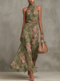 Adèle™ | Floral Chiffon Halter Maxi Dress