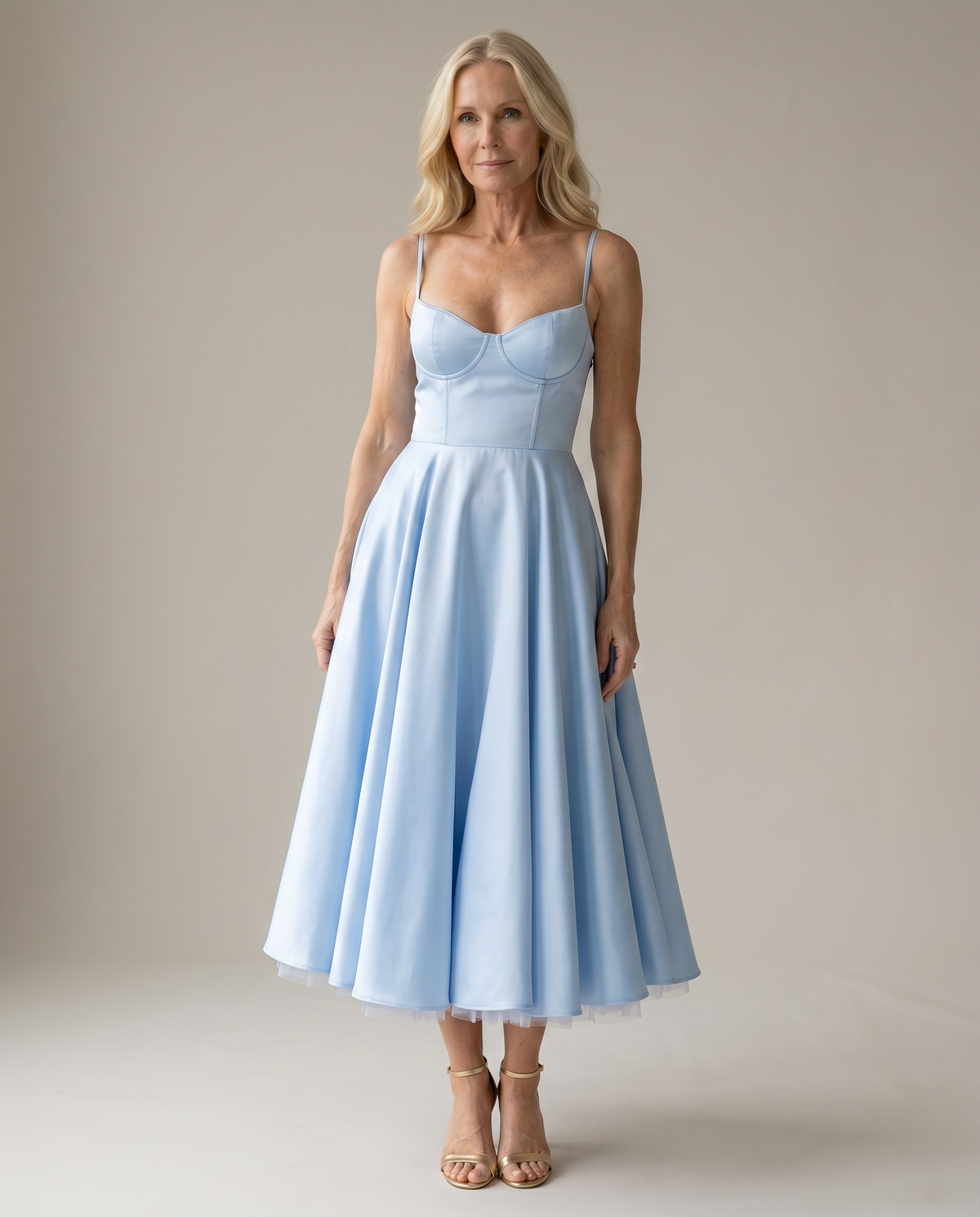 Selene midi dress in Baby Blue, front view