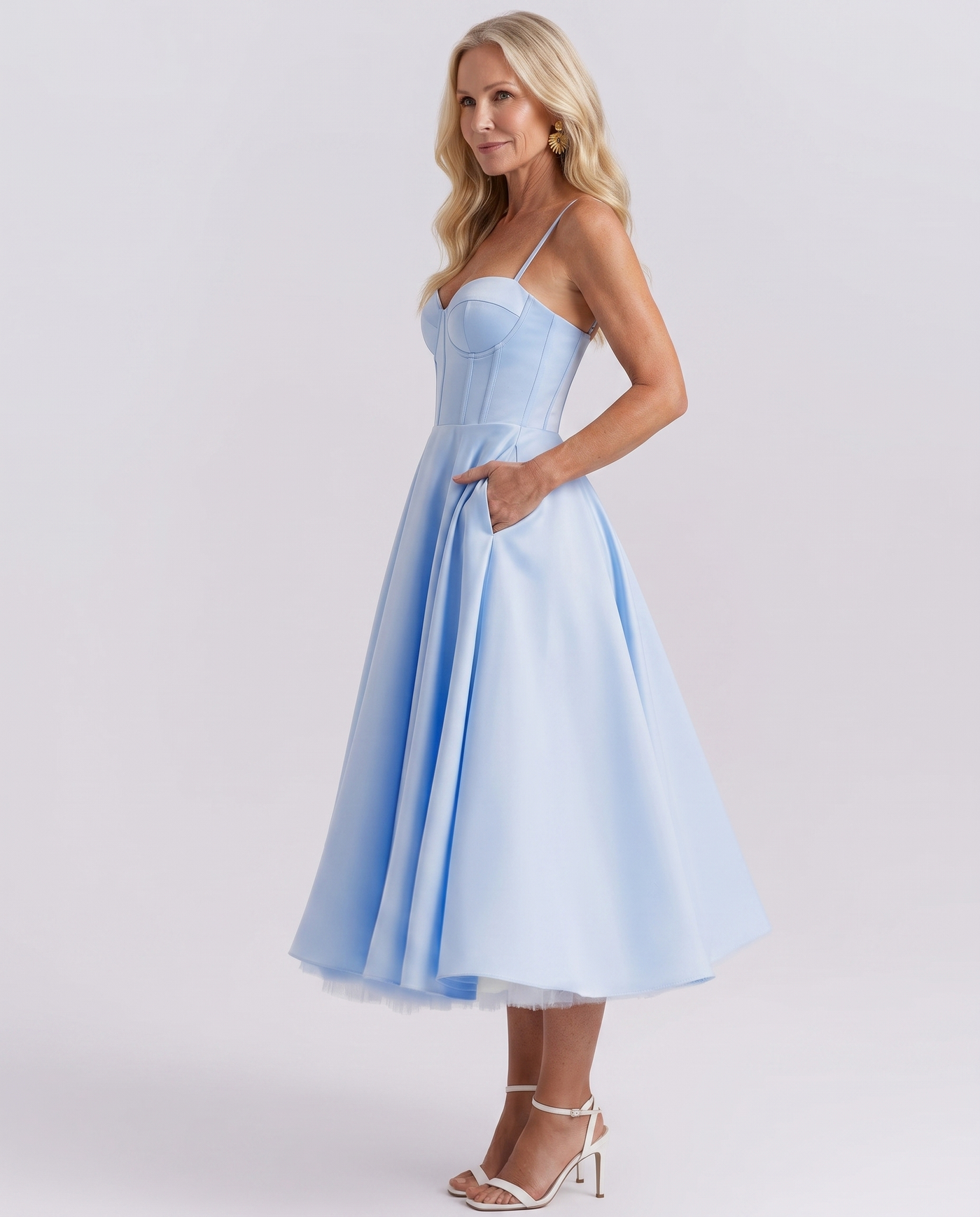 selene cocktail midi dress blue junior homecoming dresses short a bit flirty Stacees Bridesmaid Dress A-line Size:M10