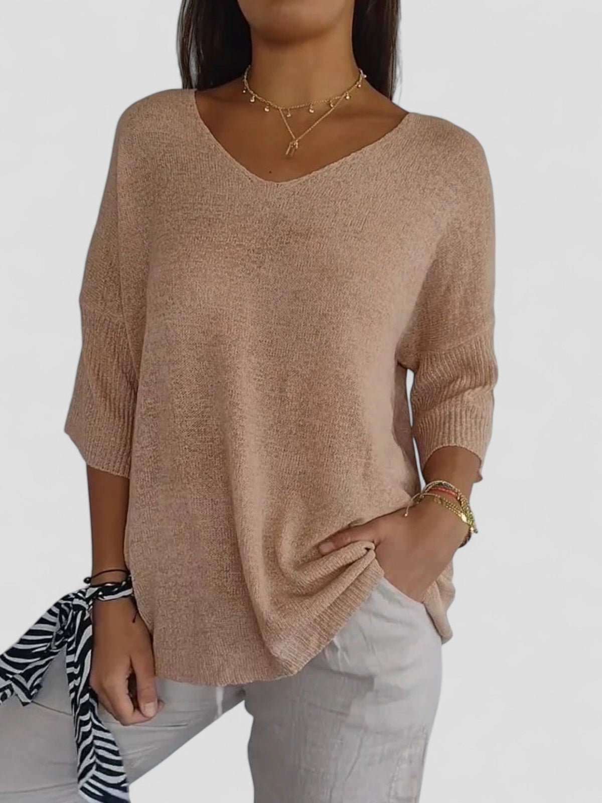 Aurea™ - V-Neck Knit Top