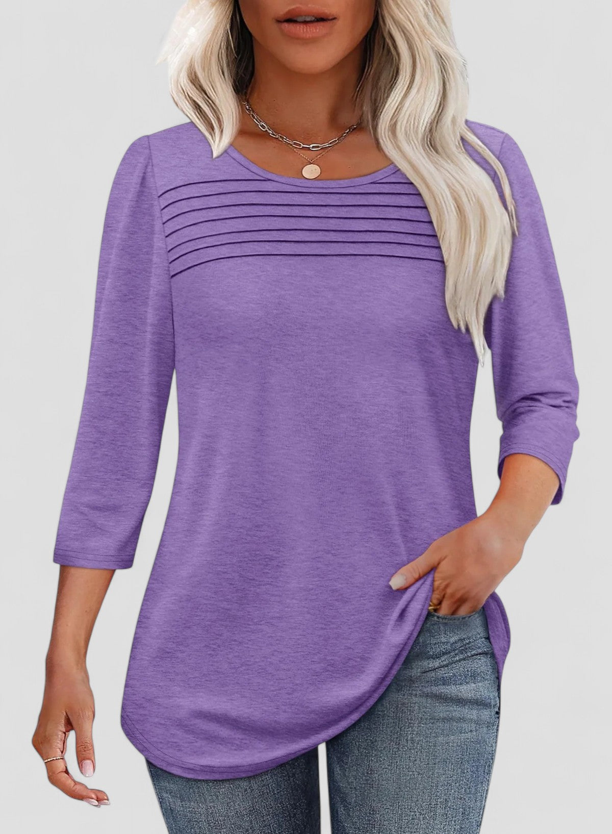 Evita™ - Pleated 3/4 Sleeve Top