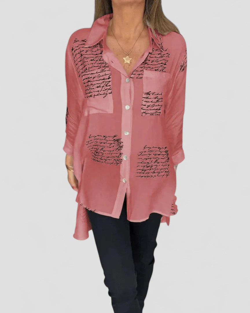 Helena™ - Script Button-Up Shirt