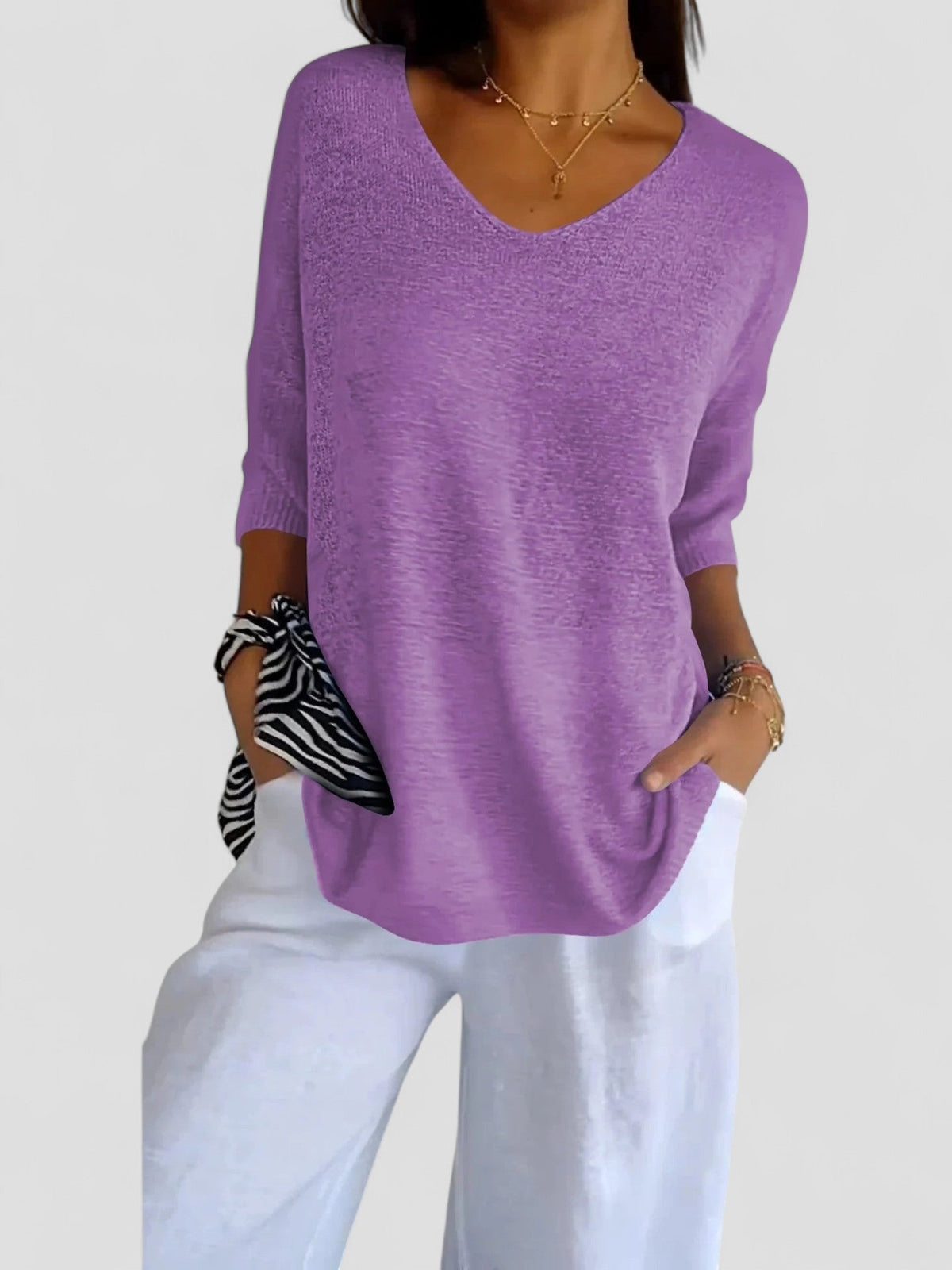 Aurea™ - V-Neck Knit Top