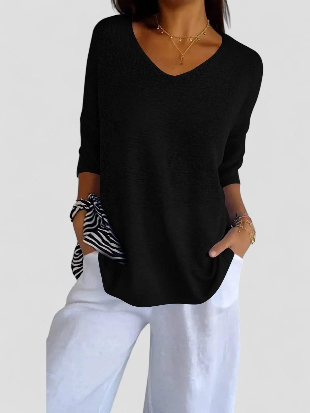 Aurea™ - V-Neck Knit Top