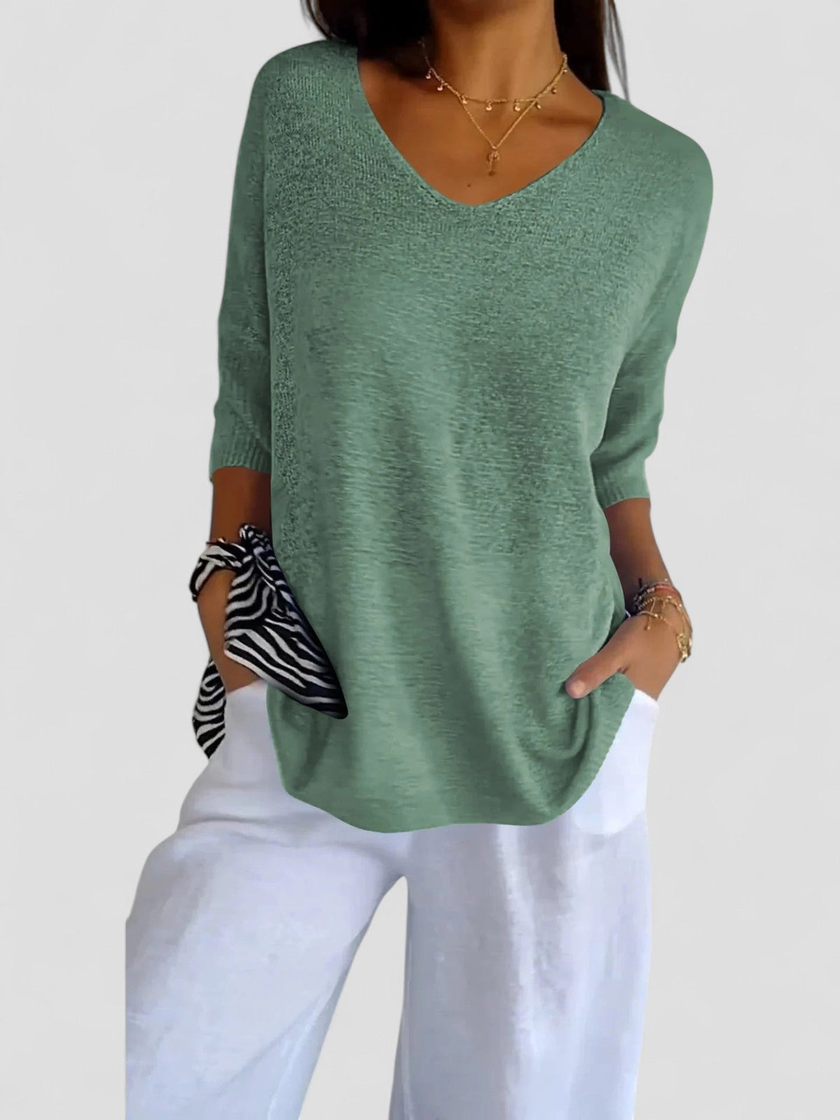 Aurea™ - V-Neck Knit Top