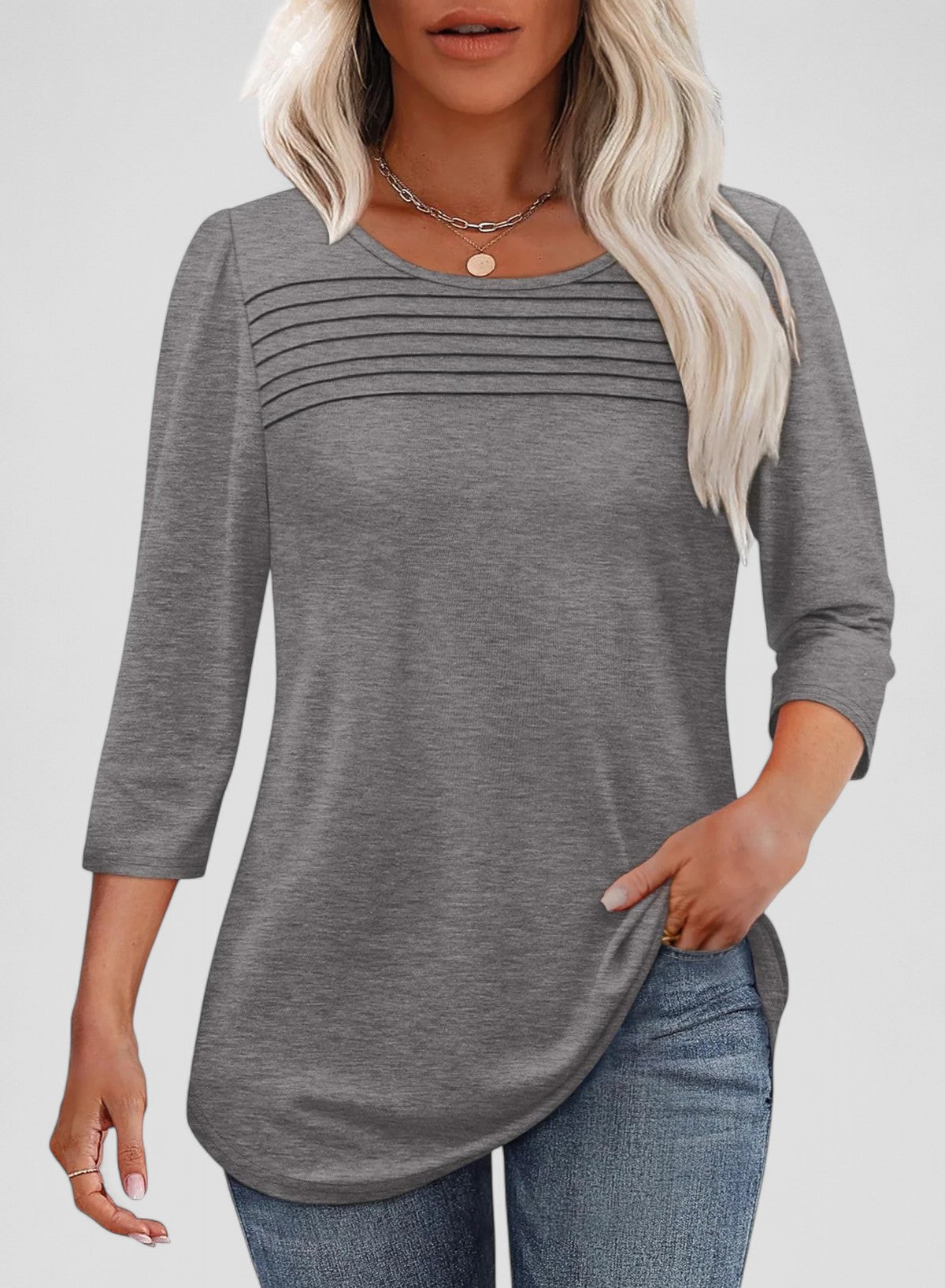 Evita™ - Pleated 3/4 Sleeve Top