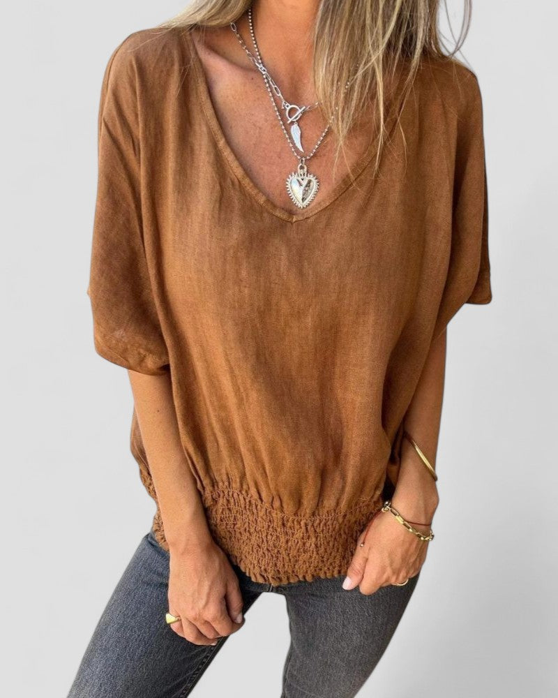 Laura™ - Waisted V-Neck T-Shirt