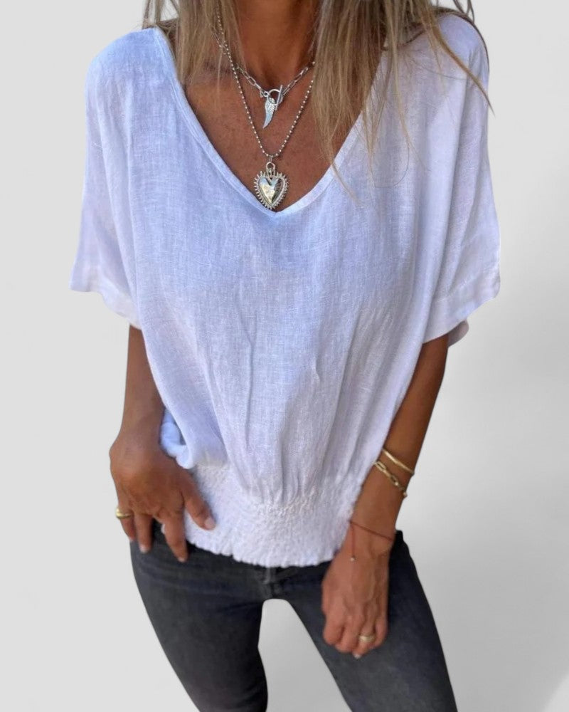 Laura™ - Waisted V-Neck T-Shirt