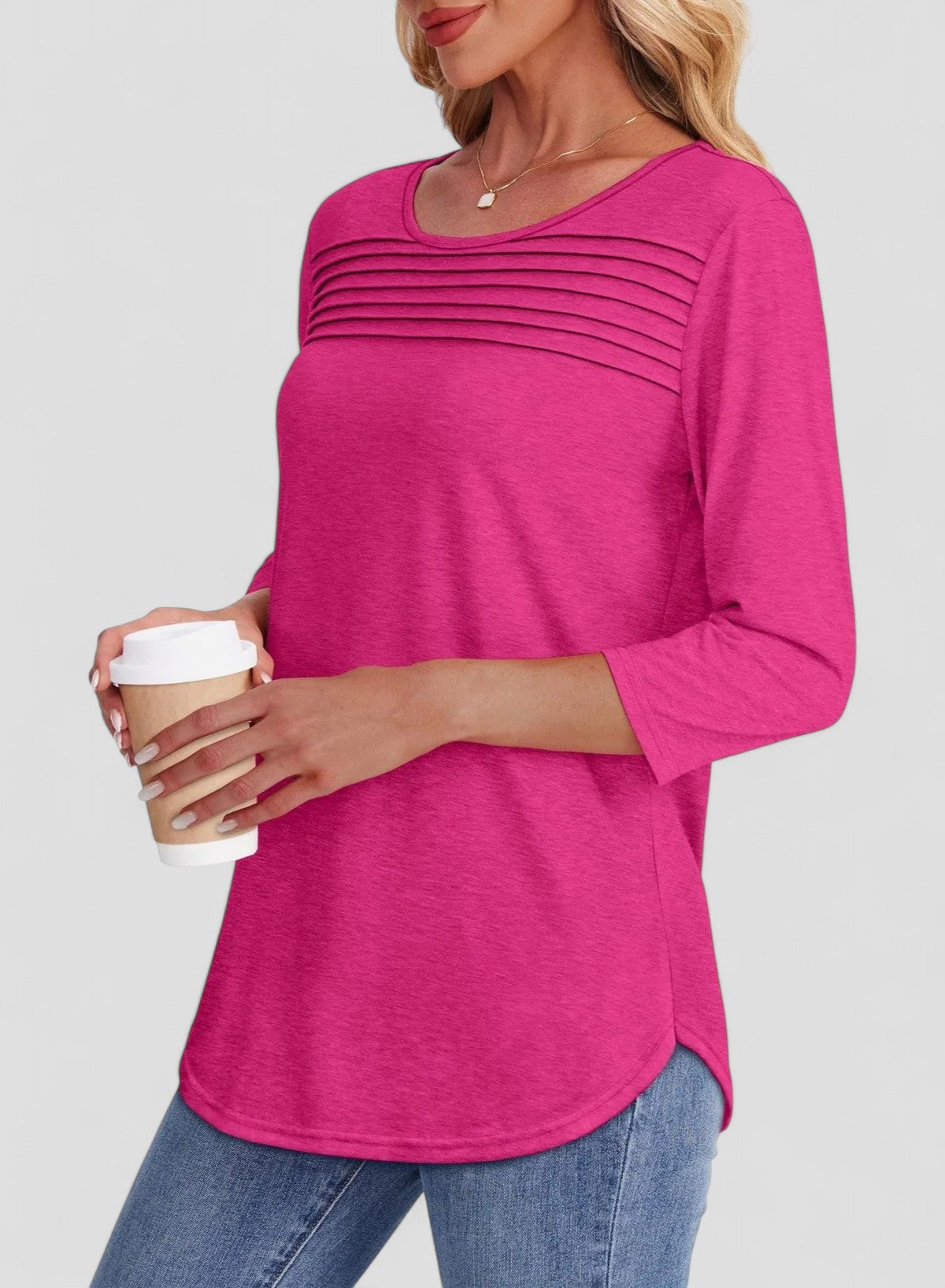 Evita™ - Pleated 3/4 Sleeve Top