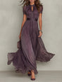 Valentine™ | Keyhole Neckline Chiffon Lace Trim Maxi Dress