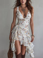 Estelle™ | Retro Flower V-Neck Spaghetti Strap Mini Dress